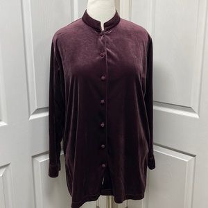 Plum Velvet Button-Up Tunic